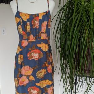 Maeve Anthropologie floral silk blend dress